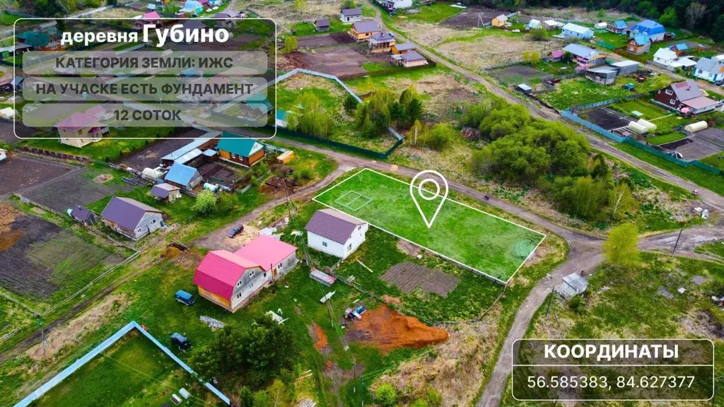 Участок в Томская область, Томский район, д. Губино ул. Березовая ... - Фото 1