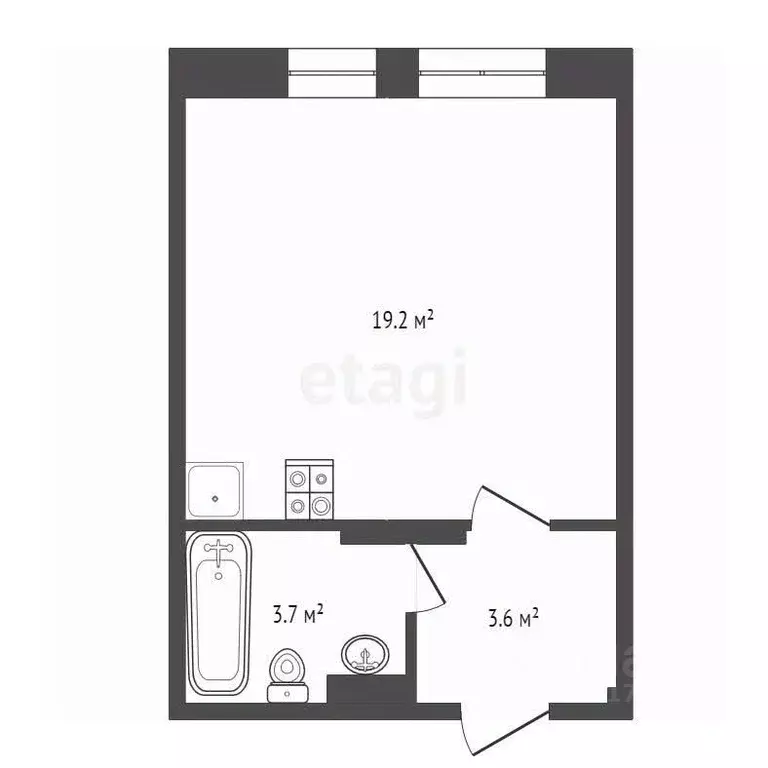 Студия Ямало-Ненецкий АО, Новый Уренгой Энтузиастов мкр, 9 (26.4 м) - Фото 2