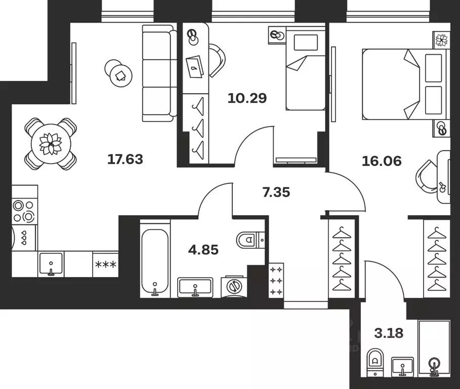 2-к кв. Тульская область, Тула Баташи Парк жилой комплекс (59.36 м) - Фото 0