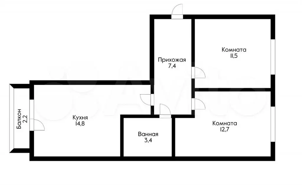 2-к. квартира, 53 м, 1/4 эт. - Фото 0