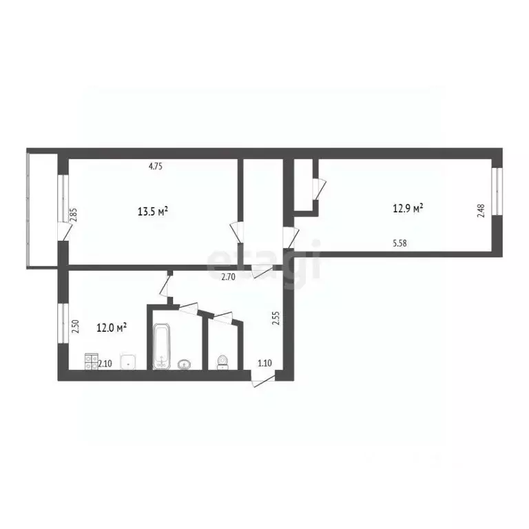 2-к кв. Тюменская область, Тюмень ул. Белинского, 18 (42.7 м) - Фото 2