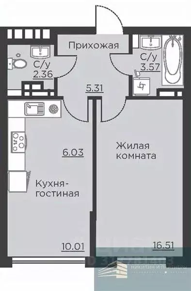 1-к кв. Воронежская область, Воронеж ул. Ломоносова, 116Б (43.8 м) - Фото 0