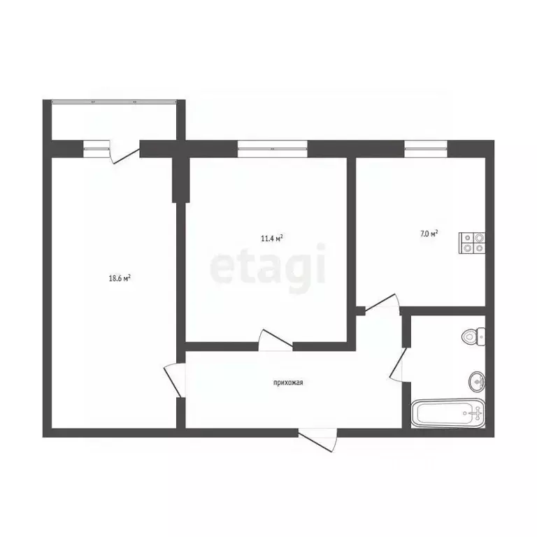 2-к кв. Москва наб. Тараса Шевченко, 3К2 (50.4 м) - Фото 2