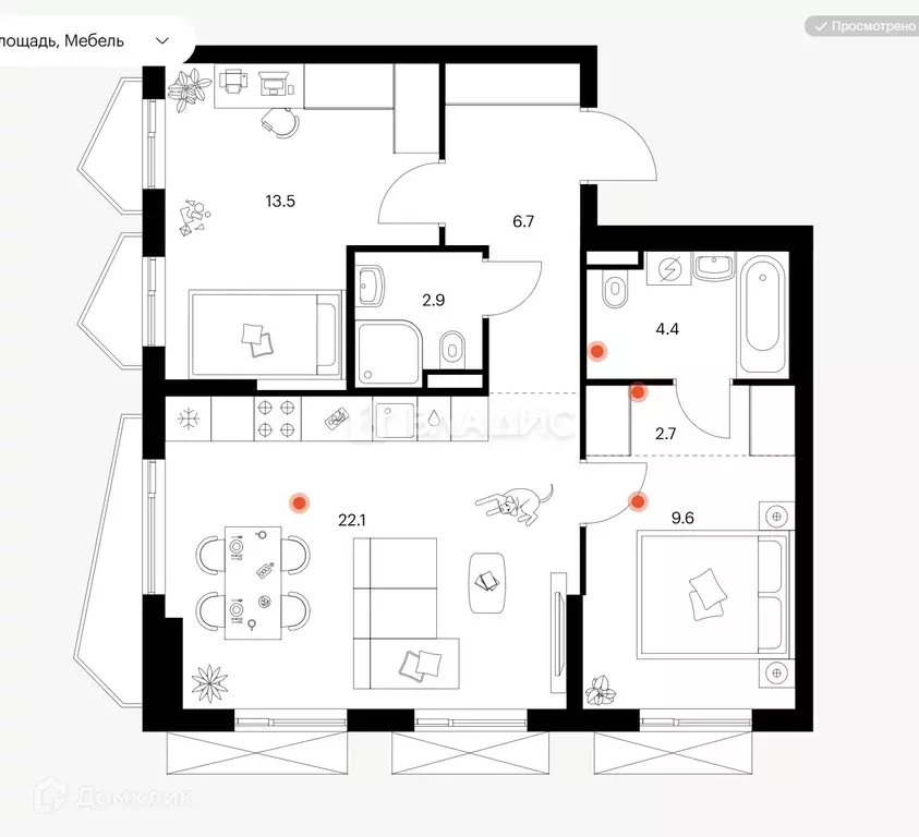 Продаётся 2-к квартира, 61.9 м - Фото 0