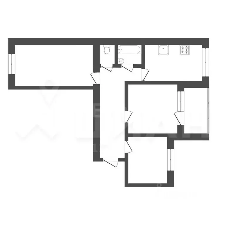 3-к кв. Татарстан, Казань ул. Кулахметова, 17к3 (62.6 м) - Фото 1
