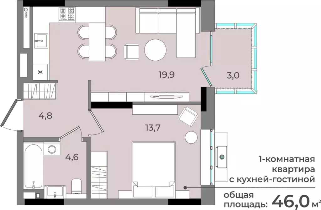 1-к кв. Удмуртия, Ижевск ул. Имени В.С. Тарасова, 6 (46.0 м) - Фото 0