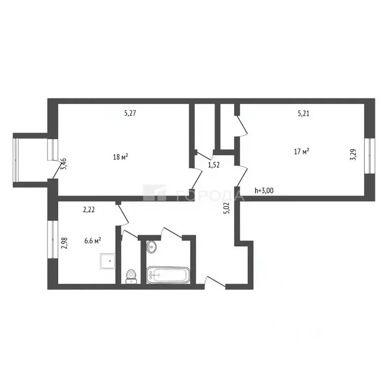 2-к кв. Кемеровская область, Новокузнецк просп. Металлургов, 46 (60.5 ... - Фото 2