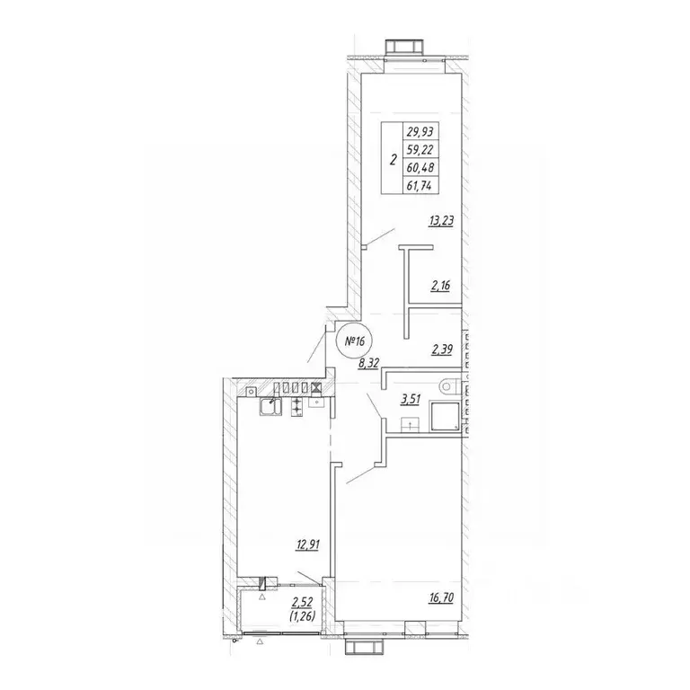 2-к кв. Калининградская область, Зеленоградск  (61.74 м) - Фото 1