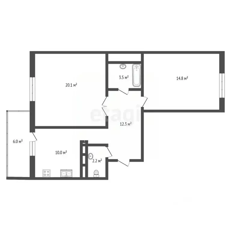 2-к кв. Забайкальский край, Чита ул. Генерала Белика, 5 (63.0 м) - Фото 1