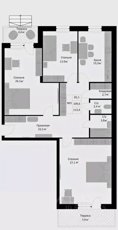 3-к кв. Московская область, Егорьевск муниципальный округ, д. Холмы, ... - Фото 0