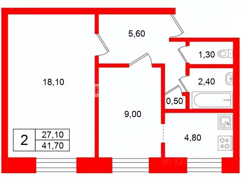 2-к кв. Санкт-Петербург Заневский просп., 20 (41.7 м) - Фото 2
