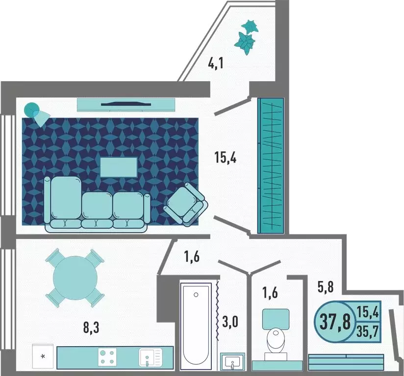 1-комнатная квартира: Липецк, Минская улица, 4Ак1 (37.8 м) - Фото 0