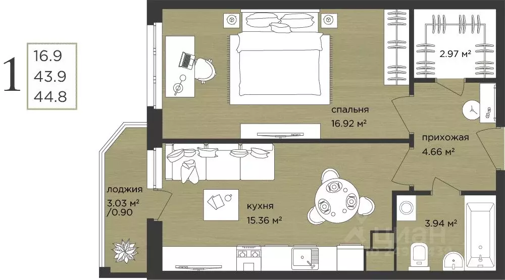 1-к кв. Нижегородская область, Нижний Новгород д. Афонино, ул. ... - Фото 0