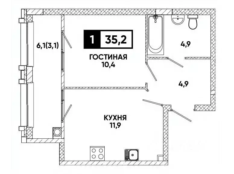 1-к кв. Ставропольский край, Кисловодск Клубный Печорин кв-л,  (35.2 ... - Фото 0