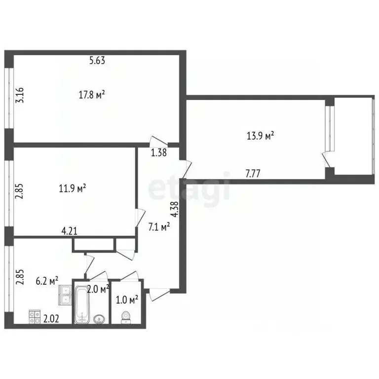 3-к кв. Ленинградская область, Коммунар г. Гатчинский муниципальный ... - Фото 1