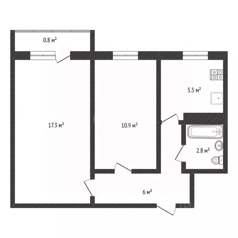 2-к кв. Нижегородская область, Нижний Новгород ул. Заломова, 13 (43.3 ... - Фото 2