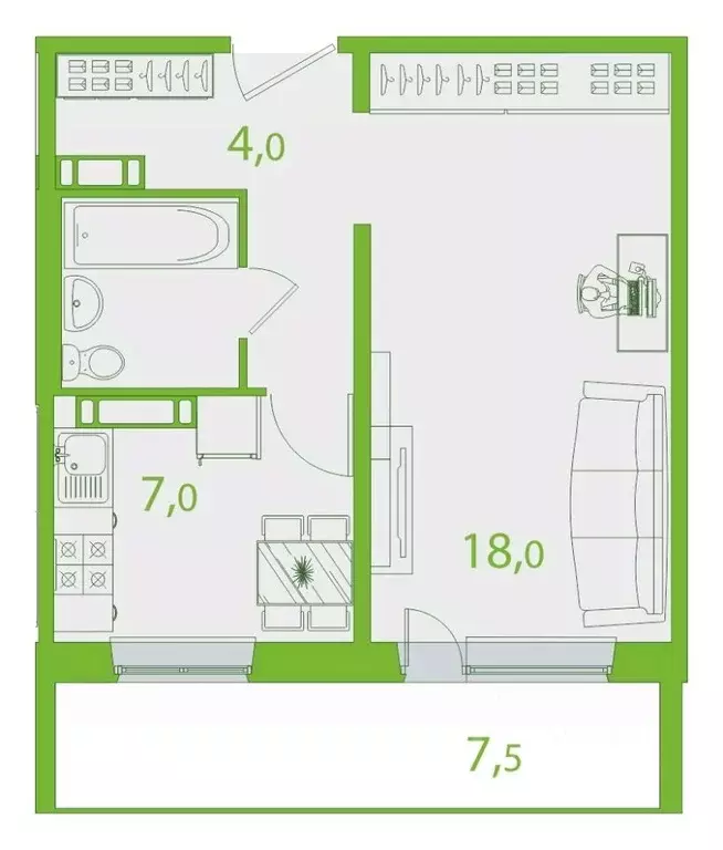 1-к кв. Томская область, Томск ул. Пришвина, 52 (34.72 м) - Фото 0