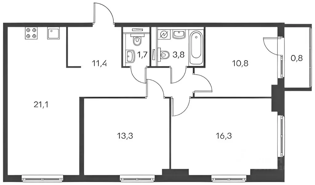 3-к кв. Санкт-Петербург Дальневосточный просп., 35к1 (77.0 м) - Фото 2