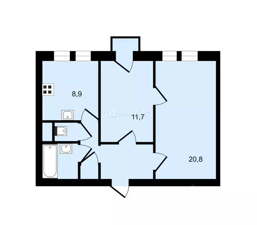 2-к кв. Санкт-Петербург ул. Тарасова, 9 (53.3 м) - Фото 1