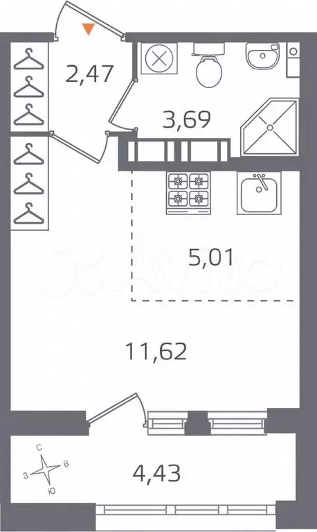 Квартира-студия, 25 м, 14/16 эт. - Фото 0