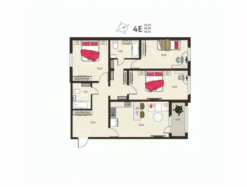 3-к кв. Курская область, Курск ул. Энгельса, 115 (92.41 м) - Фото 1