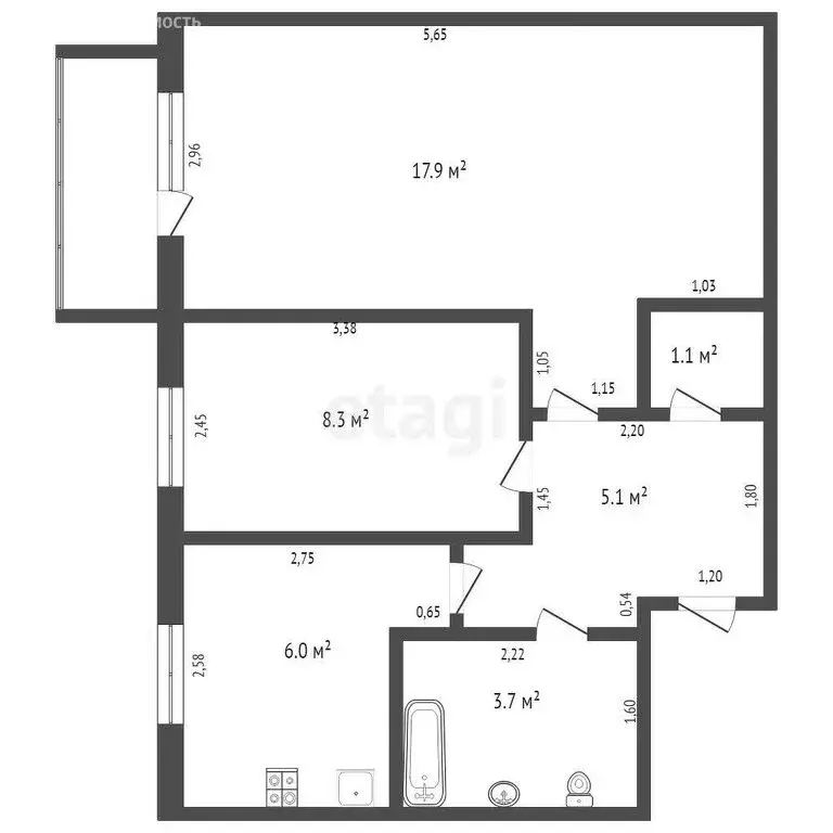 2-комнатная квартира: Бийск, Приморская улица, 7 (42.5 м) - Фото 0