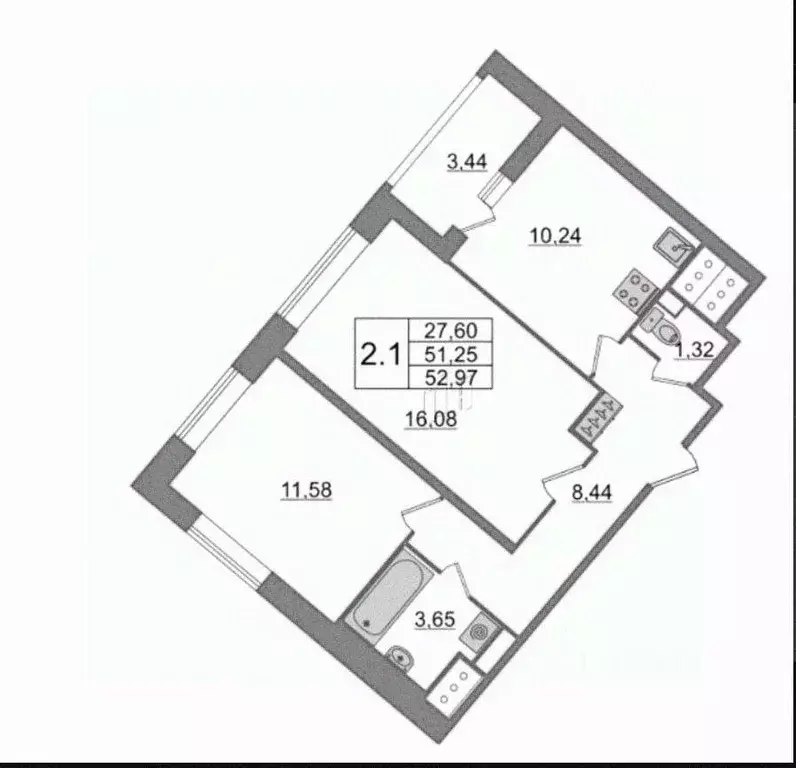2-к кв. Санкт-Петербург Дальневосточный просп., 23 (52.97 м) - Фото 1