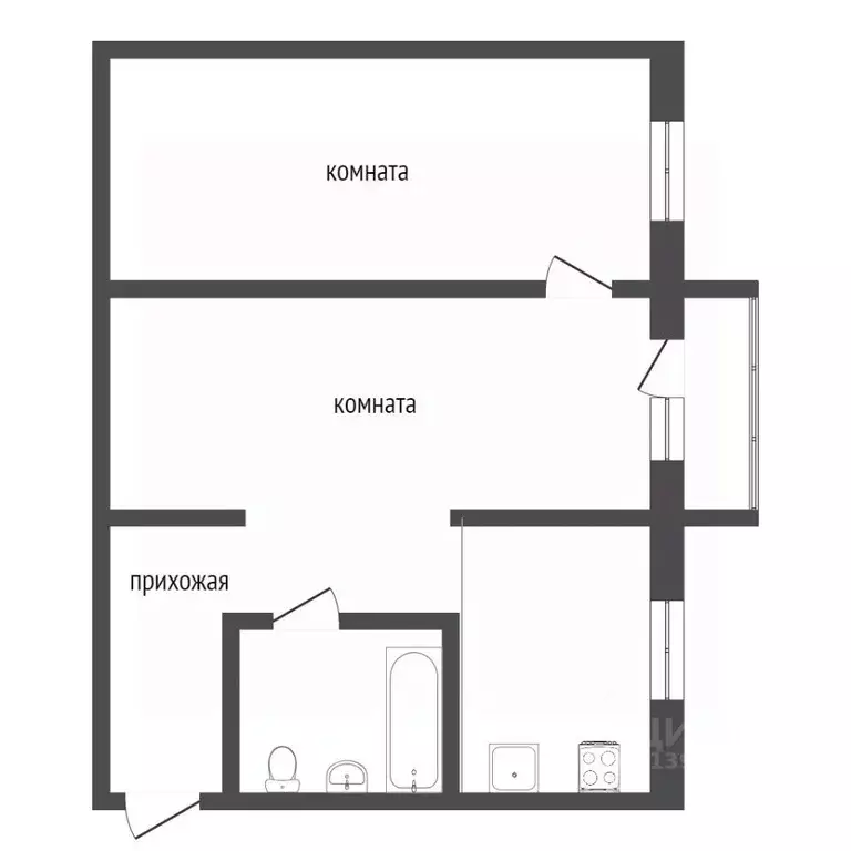 2-к кв. Бурятия, Улан-Удэ ул. Гагарина, 40 (42.2 м) - Фото 2