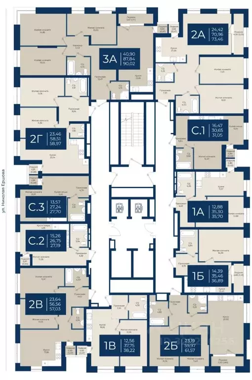 2-к кв. Татарстан, Казань Нова жилой комплекс (61.57 м) - Фото 1