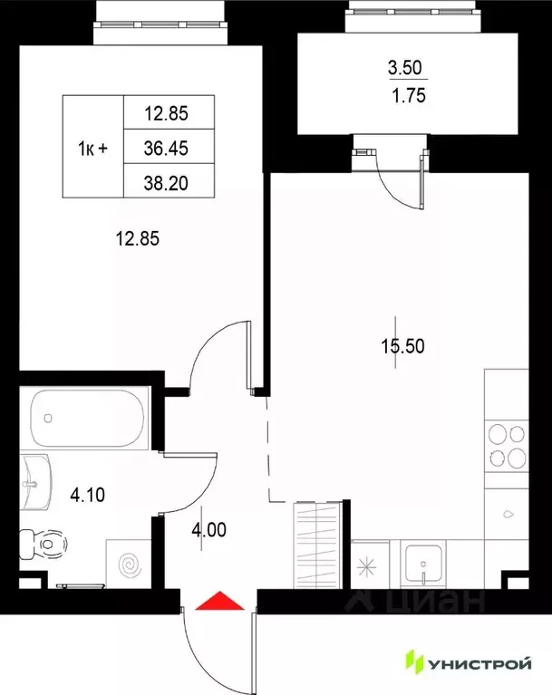 1-к кв. Татарстан, Казань Техническая ул. (38.2 м) - Фото 1