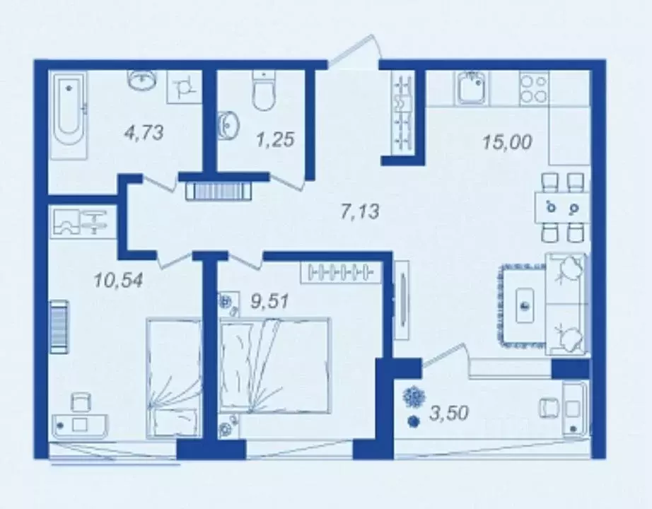 2-к кв. Брянская область, Брянск Новый Город жилой комплекс (49.94 м) - Фото 1