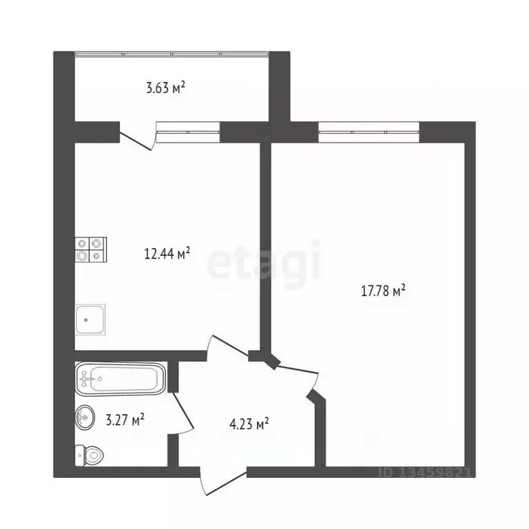 1-к кв. Марий Эл, Медведево городское поселение, Медведево пгт ул. ... - Фото 2