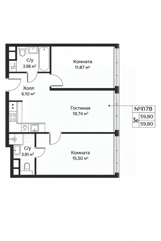 3-к кв. Москва Шереметьевская ул., 21 (59.8 м) - Фото 2