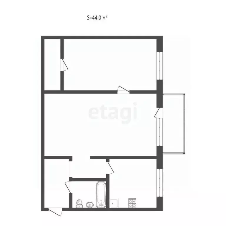 2-к кв. Смоленская область, Смоленск ул. Черняховского, 28 (45.6 м) - Фото 2