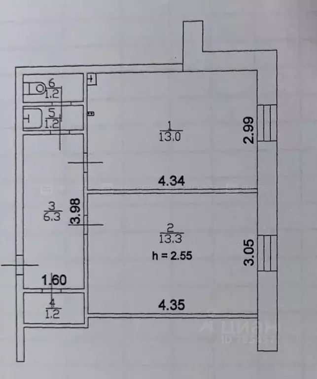 1-к кв. Татарстан, Казань ул. Фатыха Амирхана, 12Б (36.2 м) - Фото 2