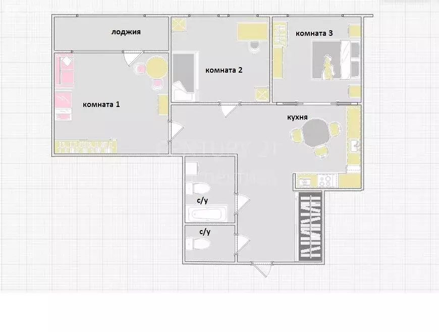 3-комнатная квартира: Люберцы, улица Кирова, 11 (66 м) - Фото 0