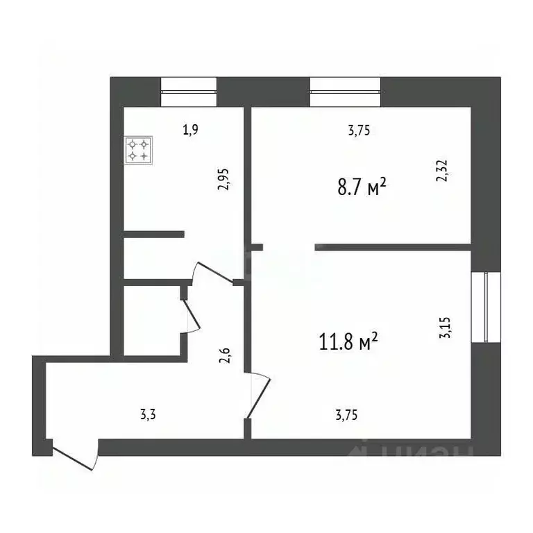 2-к кв. Иркутская область, Иркутск Депутатская ул., 45/5 (32.2 м) - Фото 2
