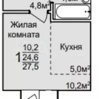 Квартира-студия, 27,4 м, 8/14 эт. - Фото 0