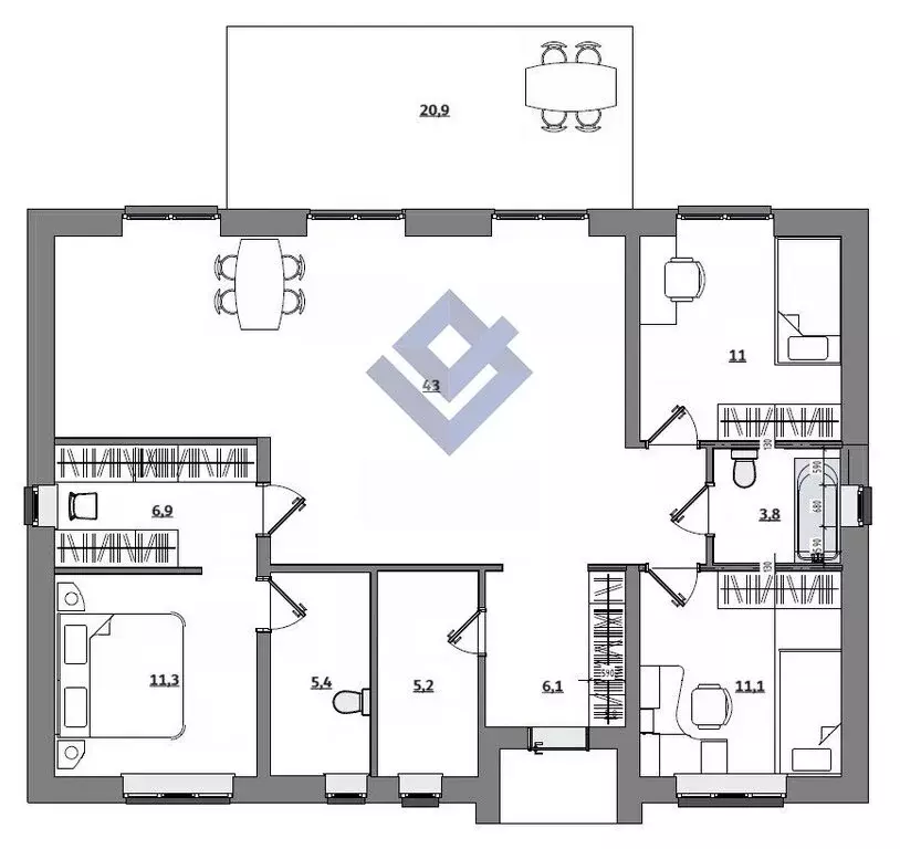 4-комнатная квартира: Пермский муниципальный округ, деревня Капидоны, ... - Фото 1