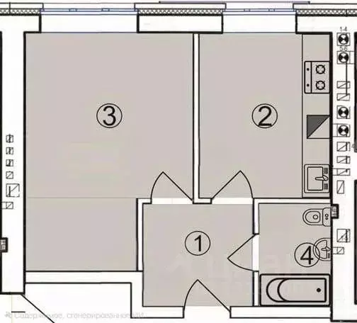 1-к кв. Калининградская область, Калининград ул. Нансена (36.0 м) - Фото 2