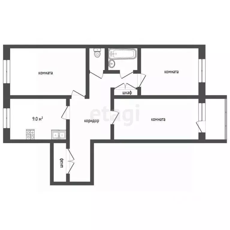 3-к кв. Вологодская область, Великий Устюг ул. Кирова, 62 (58.3 м) - Фото 1