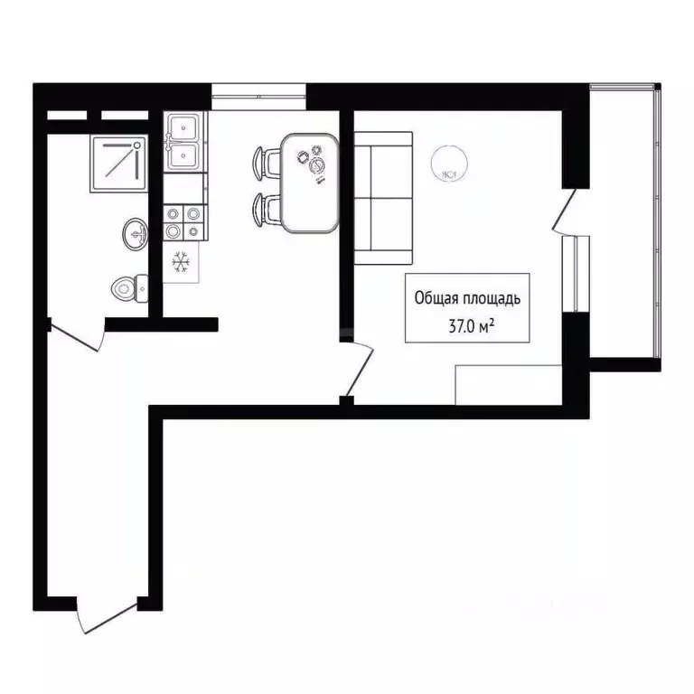 1-к кв. Новосибирская область, Новосибирск Ударная ул., 25/1 (37.0 м) - Фото 2