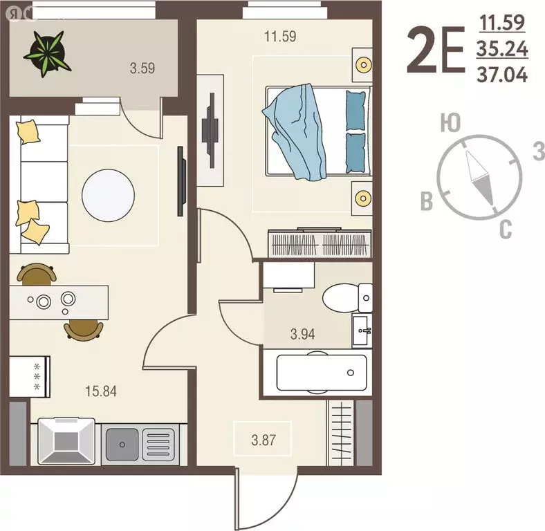 1-комнатная квартира: Курск, микрорайон Курского Завода Тракторных ... - Фото 1