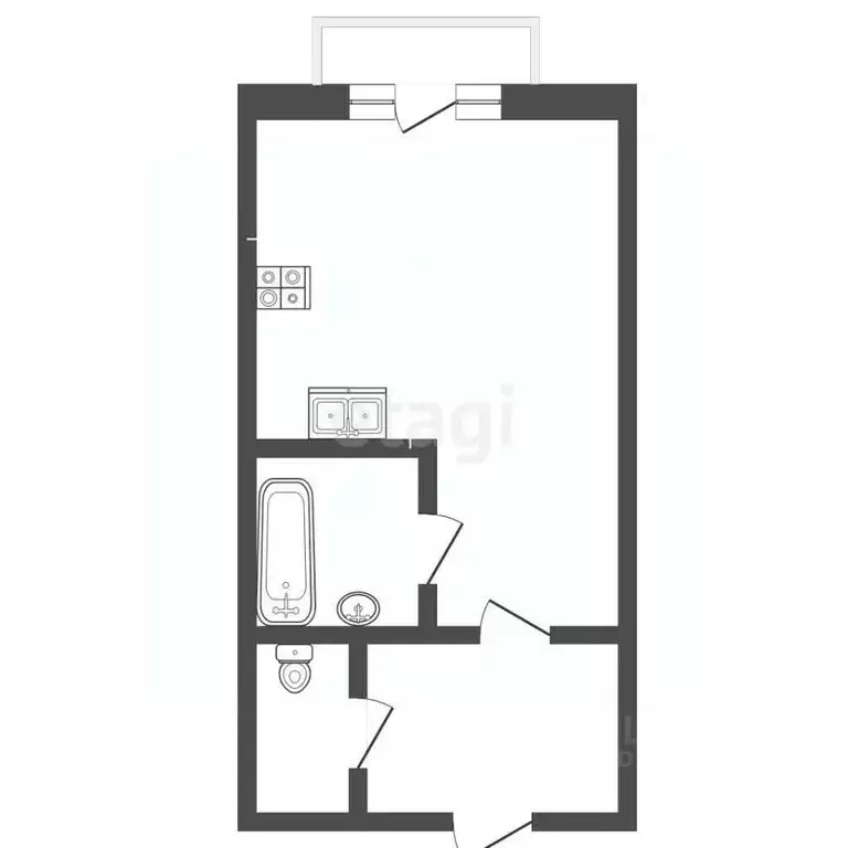 Студия Тамбовская область, Тамбов проезд 1-й Школьный, 9 (33.0 м) - Фото 2