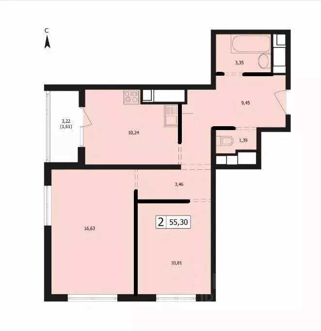 2-к кв. Краснодарский край, Краснодар ул. Автолюбителей, 1Длит4 (55.0 ... - Фото 2