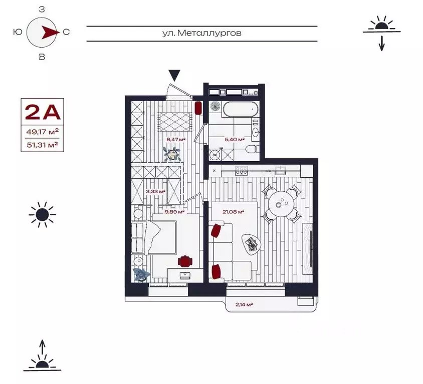 2-к кв. Иркутская область, Братск ул. Металлургов, 10 (51.31 м) - Фото 0