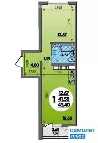 1-комнатная квартира: Анапа, улица Адмирала Пустошкина, 22к10 (43.3 м) - Фото 1