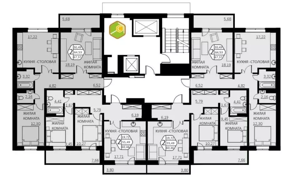 2-к кв. Пермский край, д. Кондратово ул. Г.Н. Нифантова, 4Б (64.2 м) - Фото 2