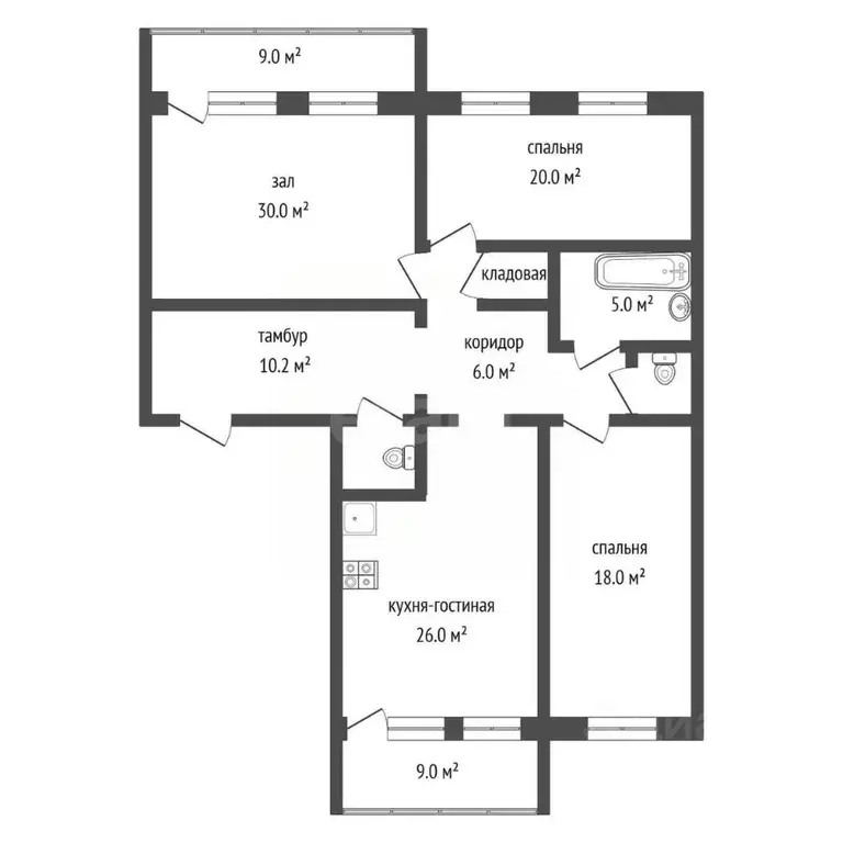 3-к кв. Татарстан, Набережные Челны пос. ГЭС, ул. Белинского, 31 ... - Фото 2