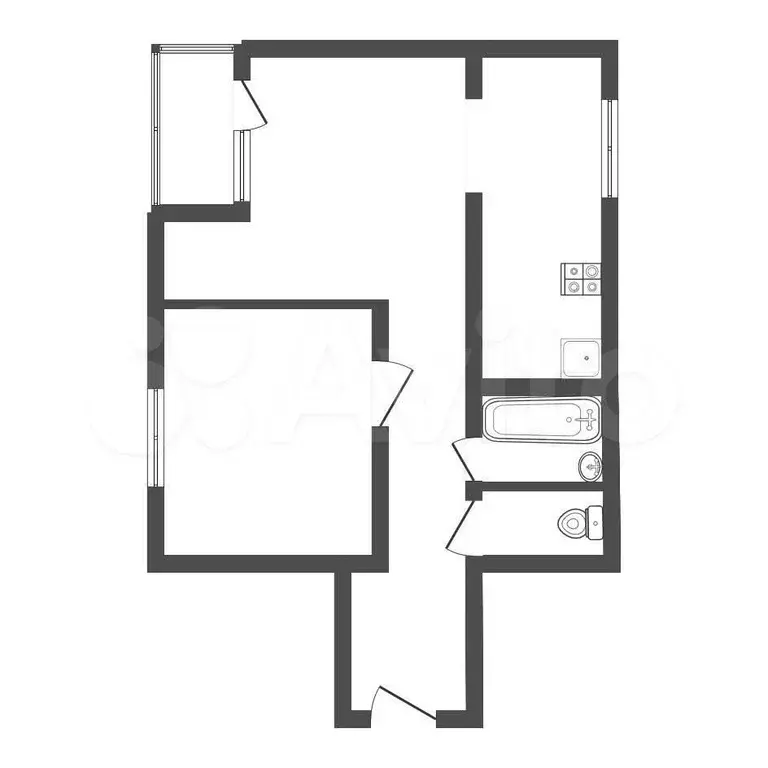 2-к. квартира, 42 м, 2/5 эт. - Фото 0